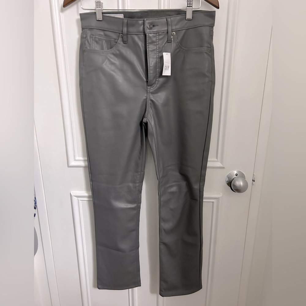 Light grey faux leather pants. Size 29 short